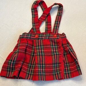 Vintage Red Plaid Suspender Skirt